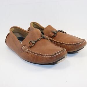 Joseph Abboud Tan Leather Bit Loafers Size 8.5D Made in Brazil